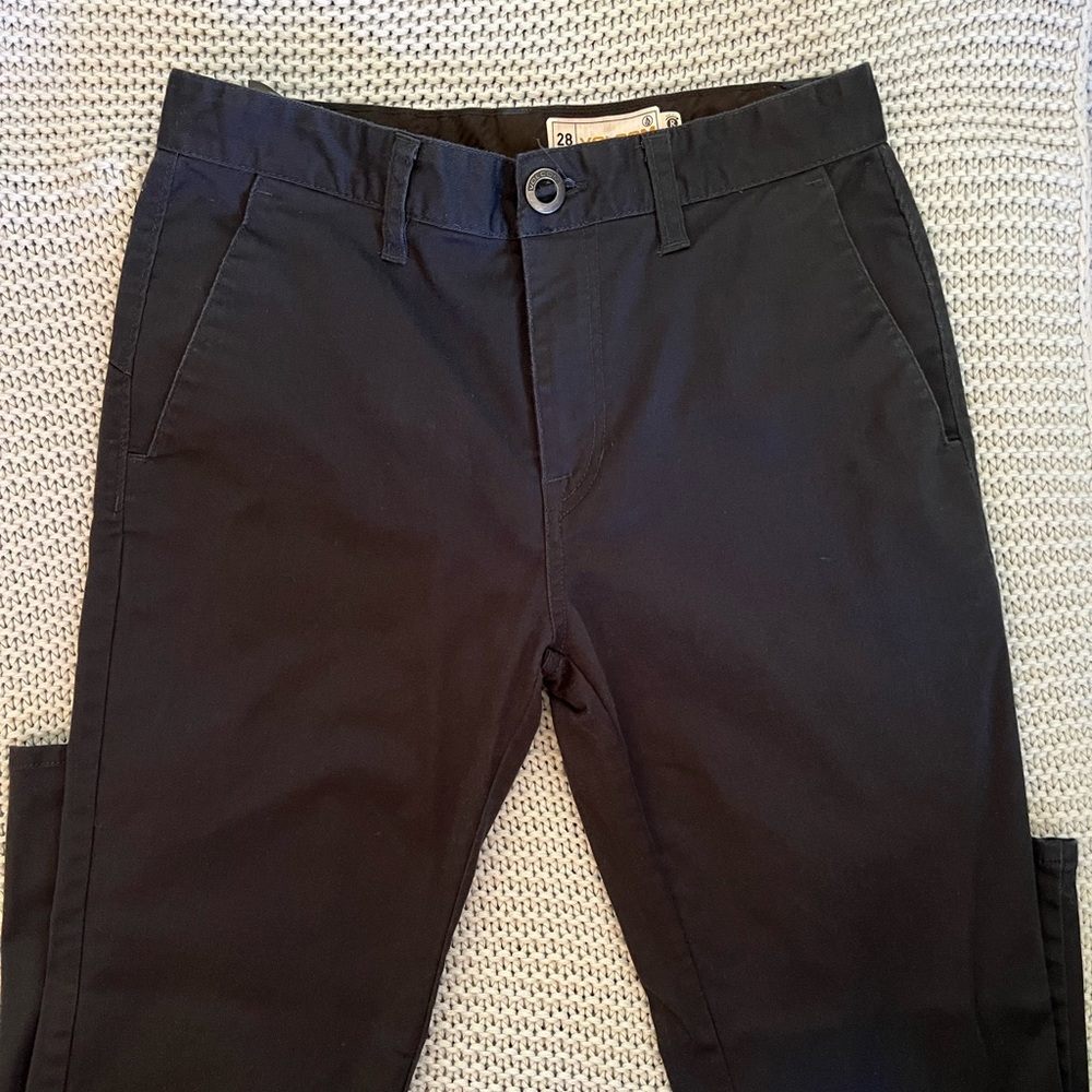 EUC VOLCOM FRICKIN MODERN STRETCH CHINO PANTS - BLACK, SIZE 28